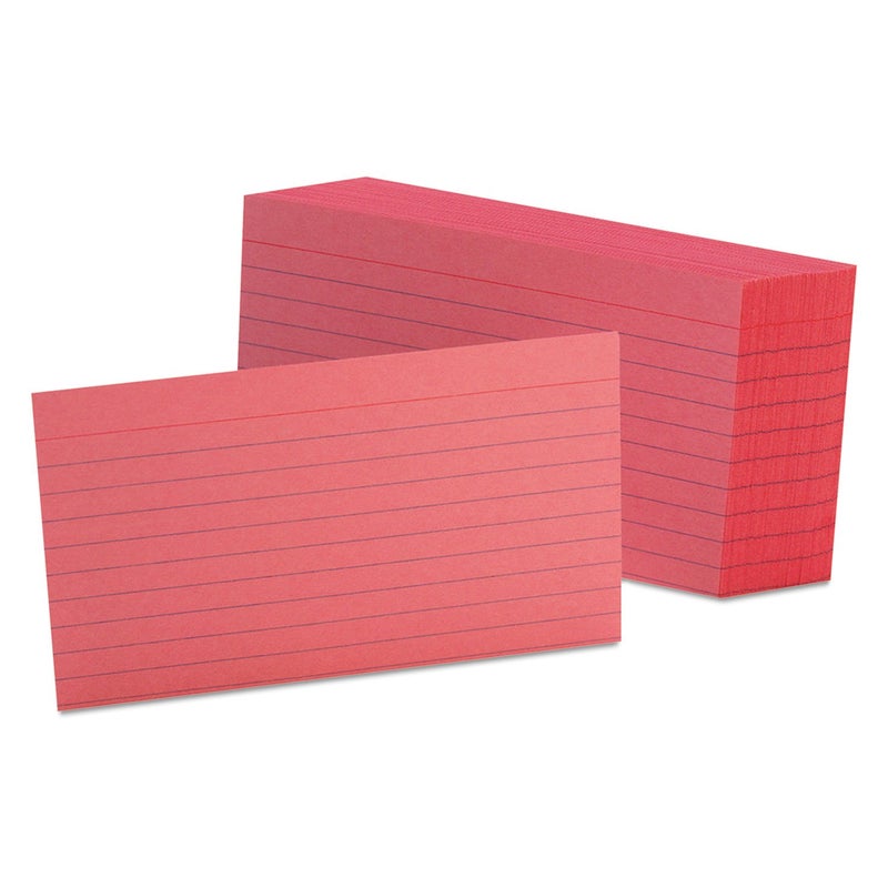 Oxford 3"" x 5"" Ruled Index Cards, Cherry, Pack of 100